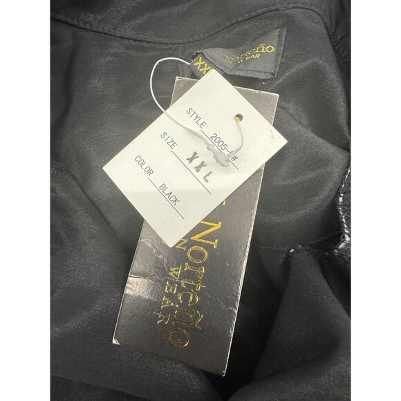 El Norteño Western Wear Men's Short Sleeve Button Down Shirt Size XXL Black NWT - Picture 7 of 8